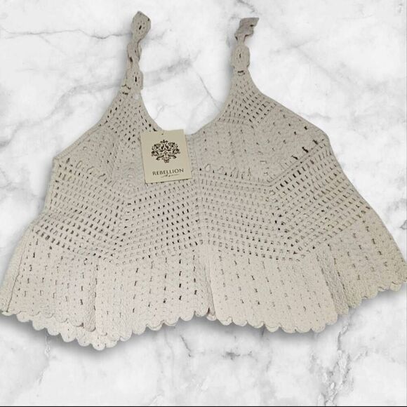 Rebellion Again Size Large Butteryfly Crocheted Tank - Picture 2 of 7